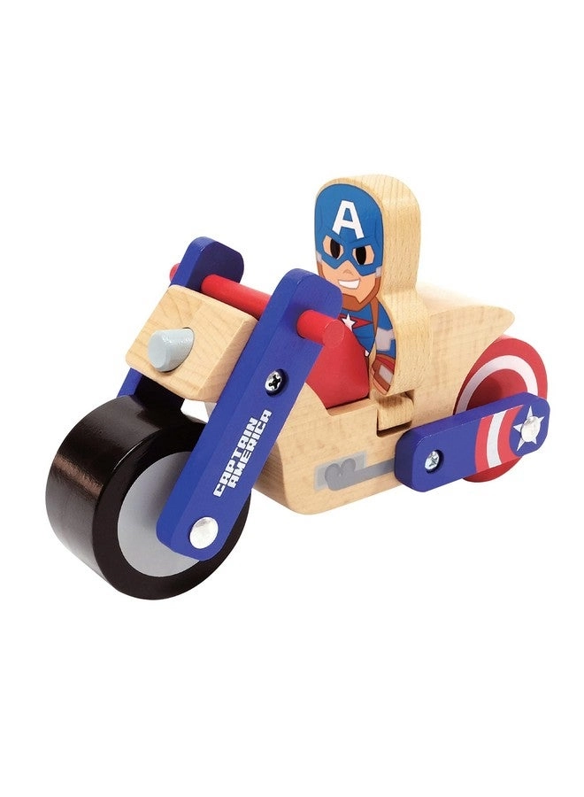 Disney Wooden Toys - Captain America + Motorcycle