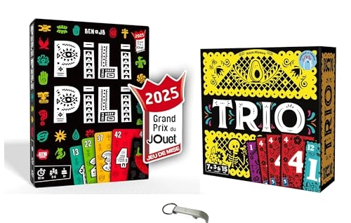 Pili Pili - Card & Fold Game + Trio - Deduction & Memory + Bottle Opener (French)