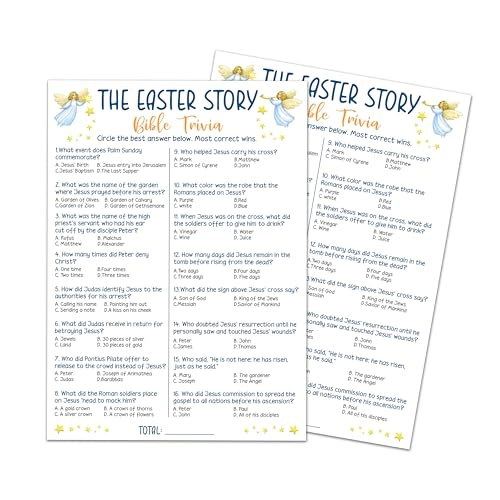 Easter Game Cards - 16 years and up 20 game cards & 1 answer card