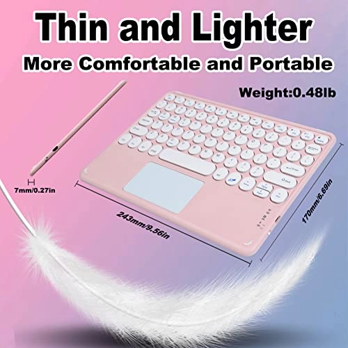 Wireless Bluetooth Keyboard with Touchpad - Pink Rechargeable