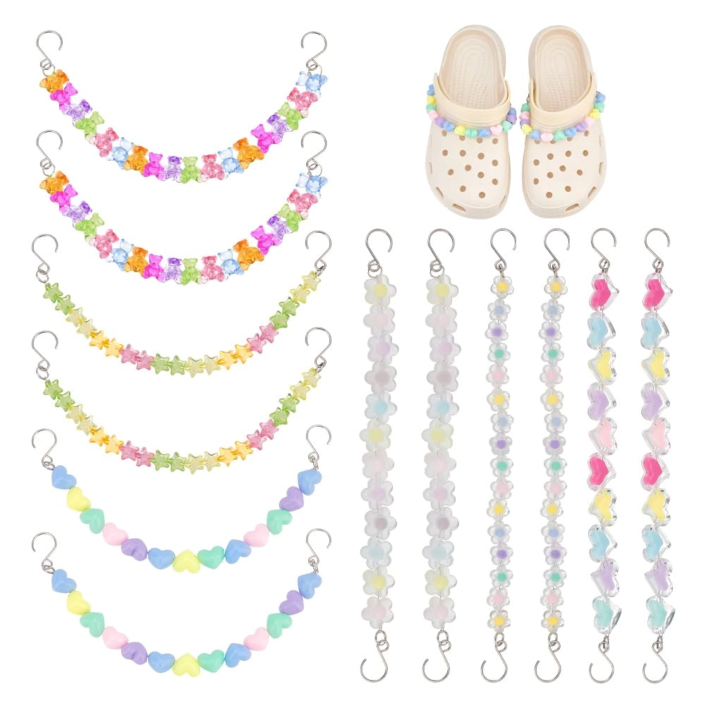 PH PandaHall Shoe Chains - 12pcs Multicolor Acrylic