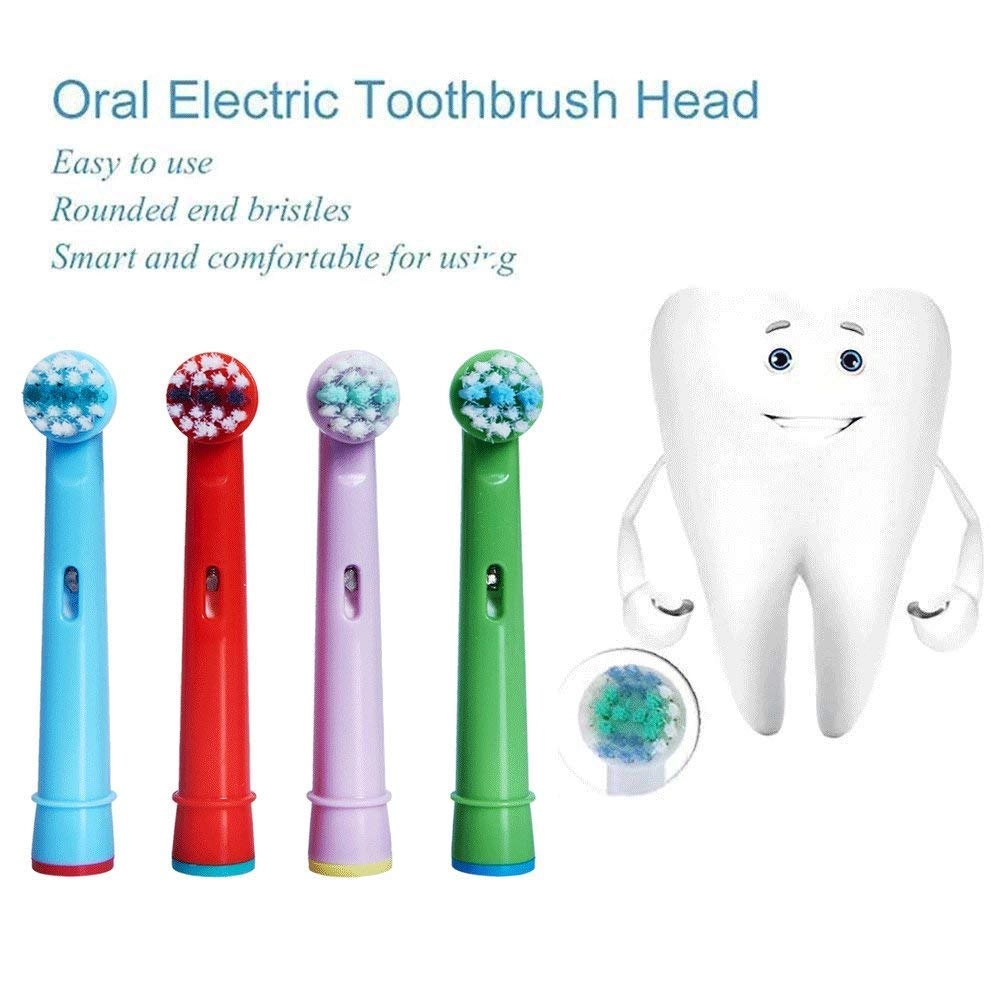 Kids Toothbrush Replacement Heads - 8 Count Multicolour Extra-Soft Bristles