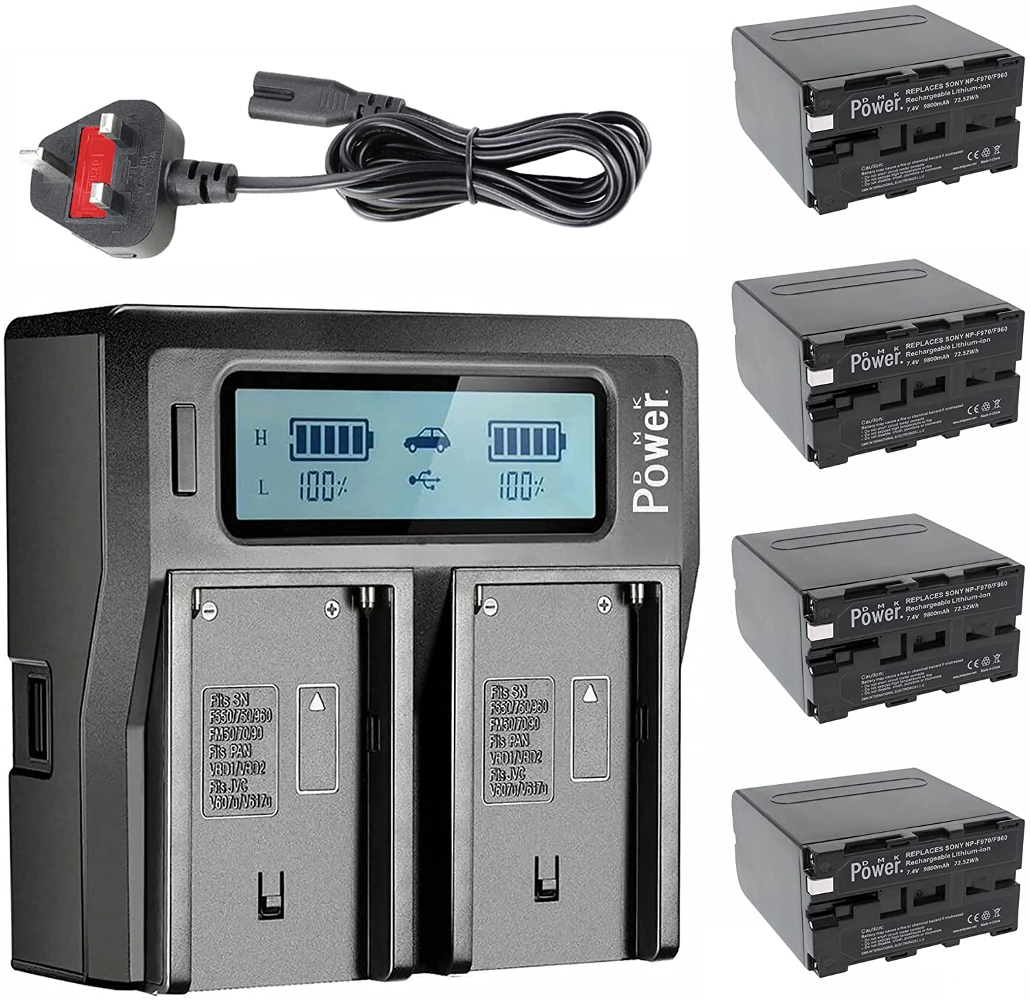 DMK Power NP-F970/NP-F960 - 9800mAh + DC-01