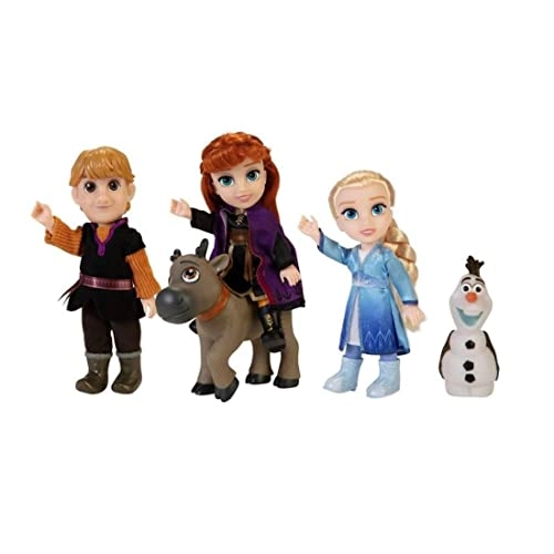 Elsa Doll - Petite 6 inches + Anna Doll + Kristoff Doll + Olaf Doll + Sven Doll Ages 3+