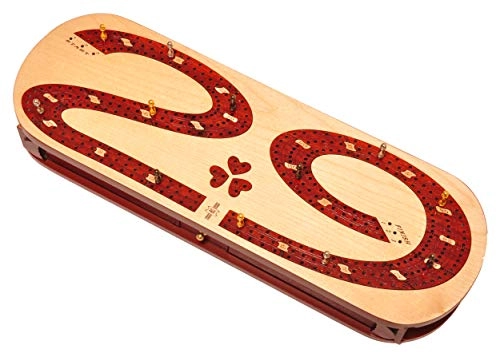 3 Track Cribbage Board - 29 shape Blood wood / Maple