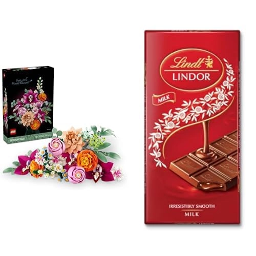 LEGO Flower Bouquet - 15pcs + Lindor Tablet Pistachio Chocolate - 100g