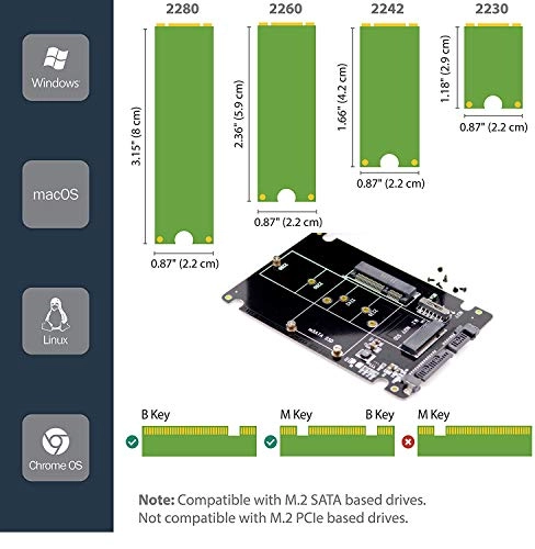 M.2 NGFF mSATA SSD to 2.5 inch SATA III Enclosure Adapter Bay - 7mm black