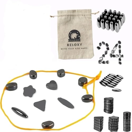 Fun Table Top Magnetic Board Game - 24 Magnets Travel Bag Lanyard