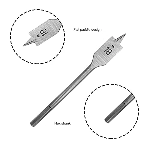 Spade Drill Bit Set - Carbon Steel 6pcs 10 mm 12mm 16mm 18mm 20mm 25mm