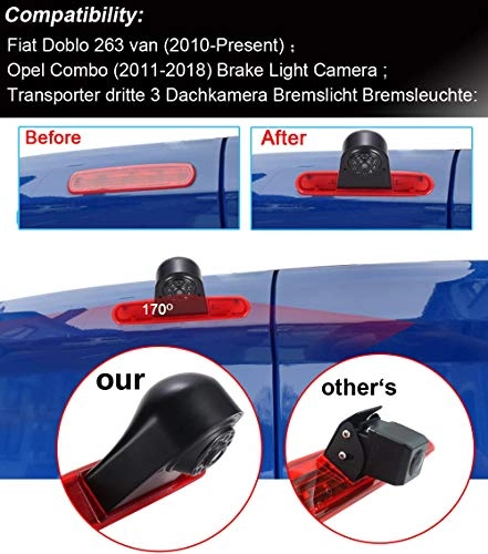 Brake Light Reversing Camera + Rear View Mirror Monitor - Night vision 628 x 586 pixels
