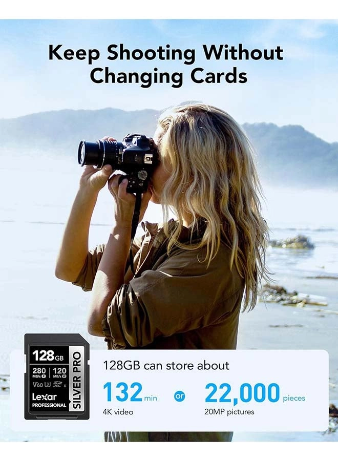 Professional Silver Pro SDXC UHS-II U3 V60 128GB