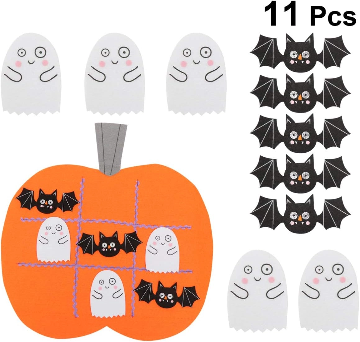 woobles Halloween Felt Tic Tac Toe Game - 43 x 45 x 1 cm ghost-shaped and bat-shaped objects