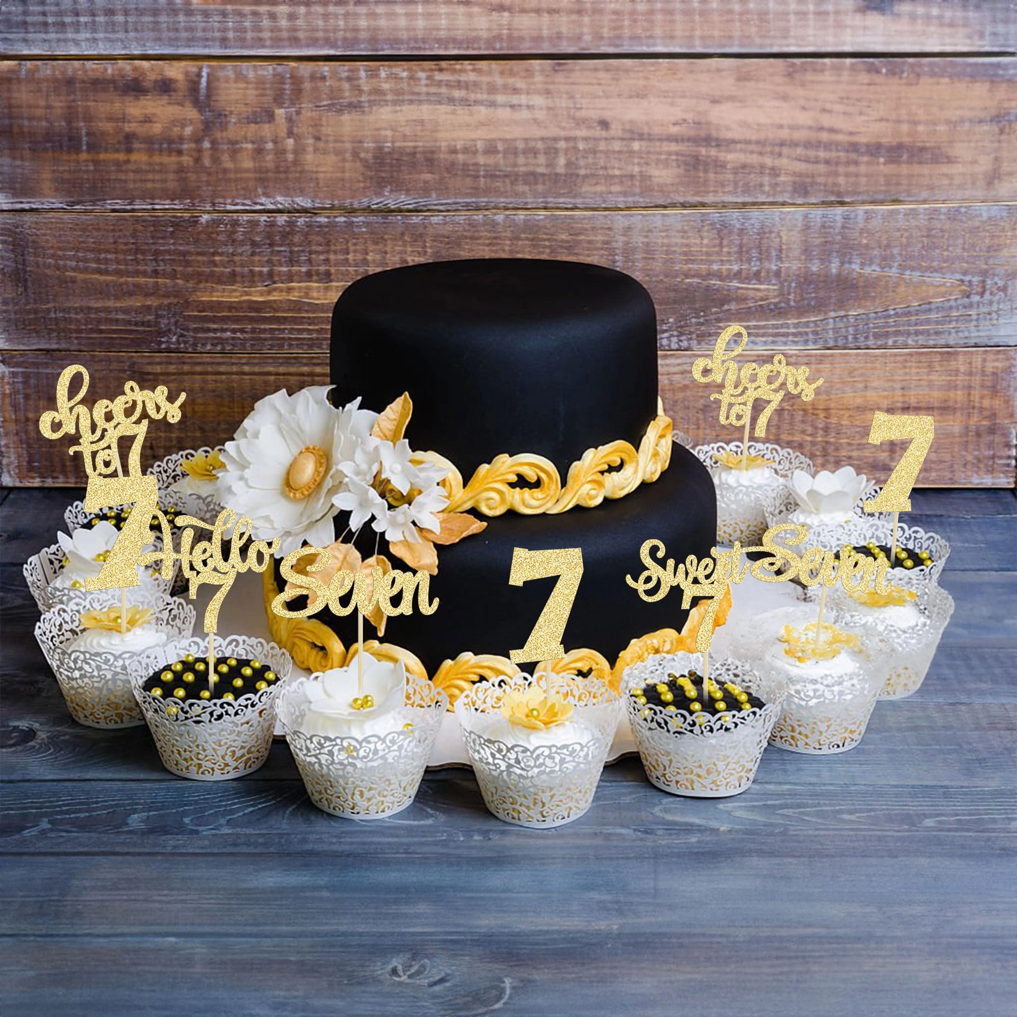 7th Birthday Cupcake Toppers - 30Pcs