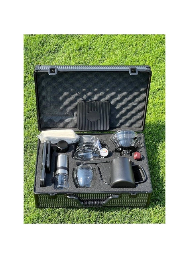 Kettle + Grinder + Dripper + Scale + Server + Filters + Cup