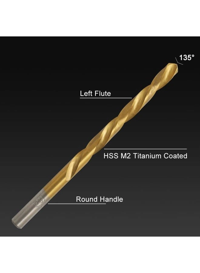 Left Hand Drill Bit Set - HSS M2 Titanium Nitride 13pcs 1/16" - 1/4"