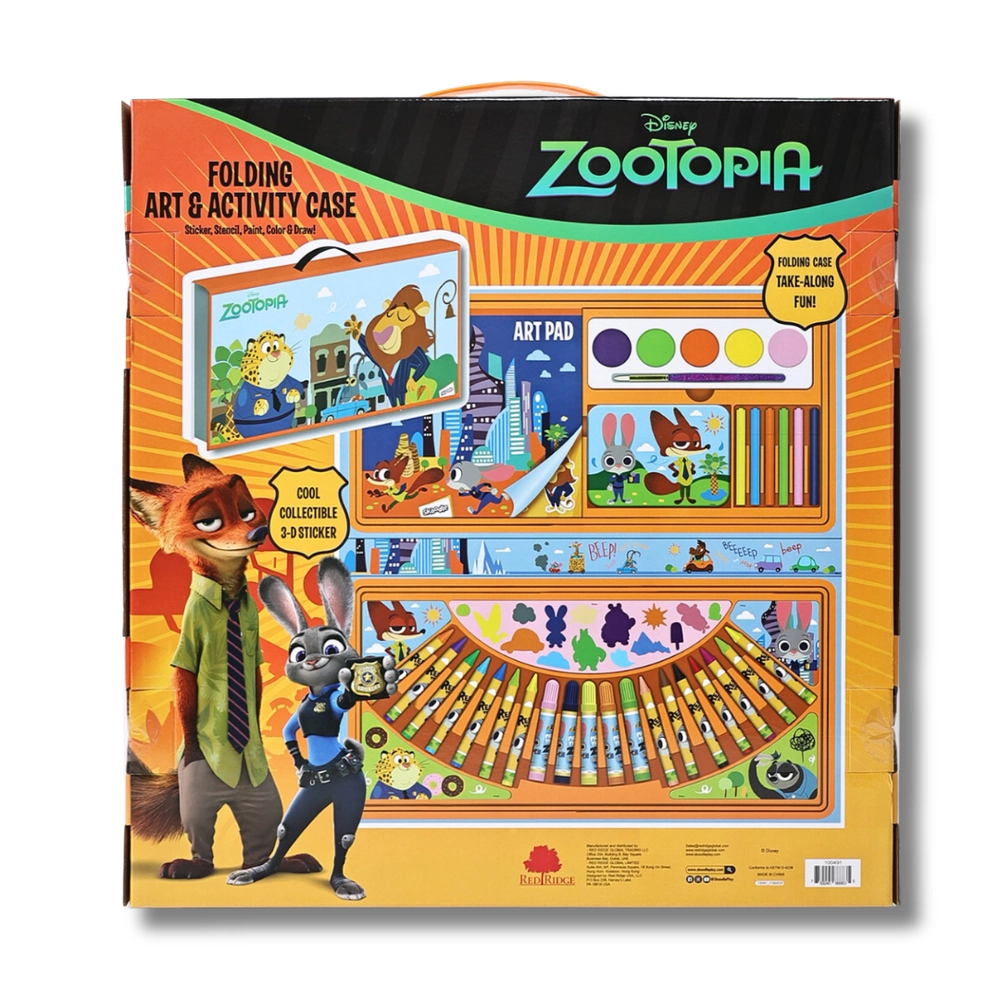 Zootopia Folding Art & Activity Case - 30pcs art pad watercolor set 14 crayons 6 mini markers 5 markers stencil