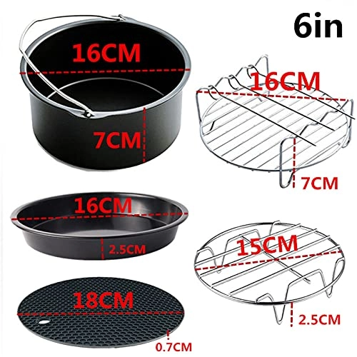 Air Fryer Accessories - Silicone, Stainless Steel, Carbon Steel 5 PCS