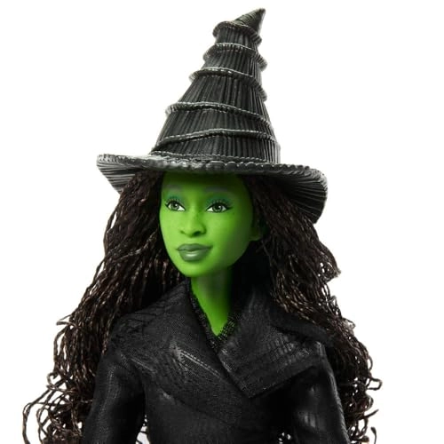 Elphaba Fashion Doll - Green skin Black braided hair Sheer black dress