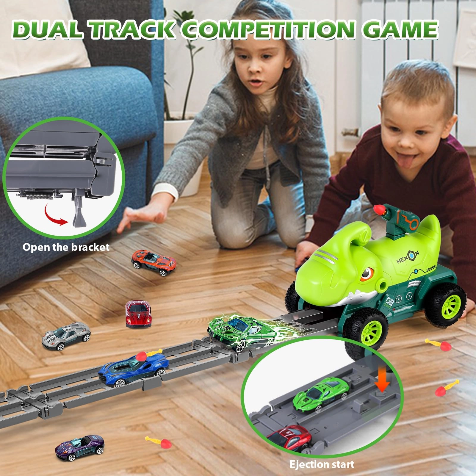 Grüner Dinosaurier-LKW - 7pcs