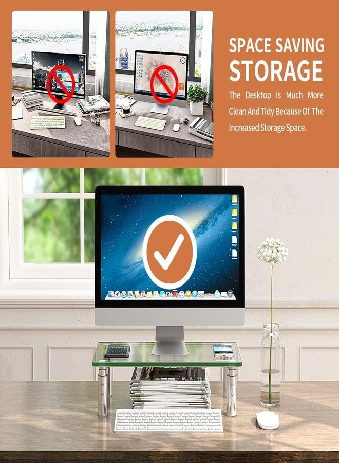 Single LCD Computer Monitor Free-Standing Desk Stand Riser - One (1) 13 inch to 32 inch