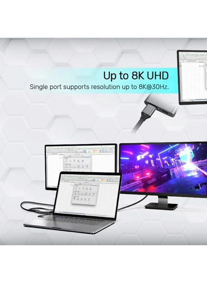 USB-C to Dual DisplayPort Adapter - 8K 7680x4320@60Hz Dual 4096x2160@60Hz