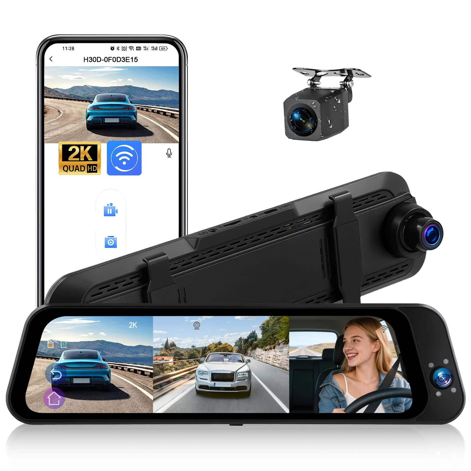 UNITOPSCI Mirror Dash Cam - 2K