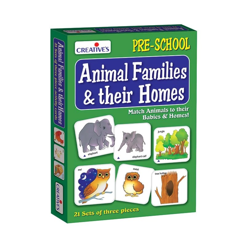 Animals, their Homes & Food - 21 sets of 3-piece matching cards + Animal Families & their Homes - 3 years and up 126 pieces