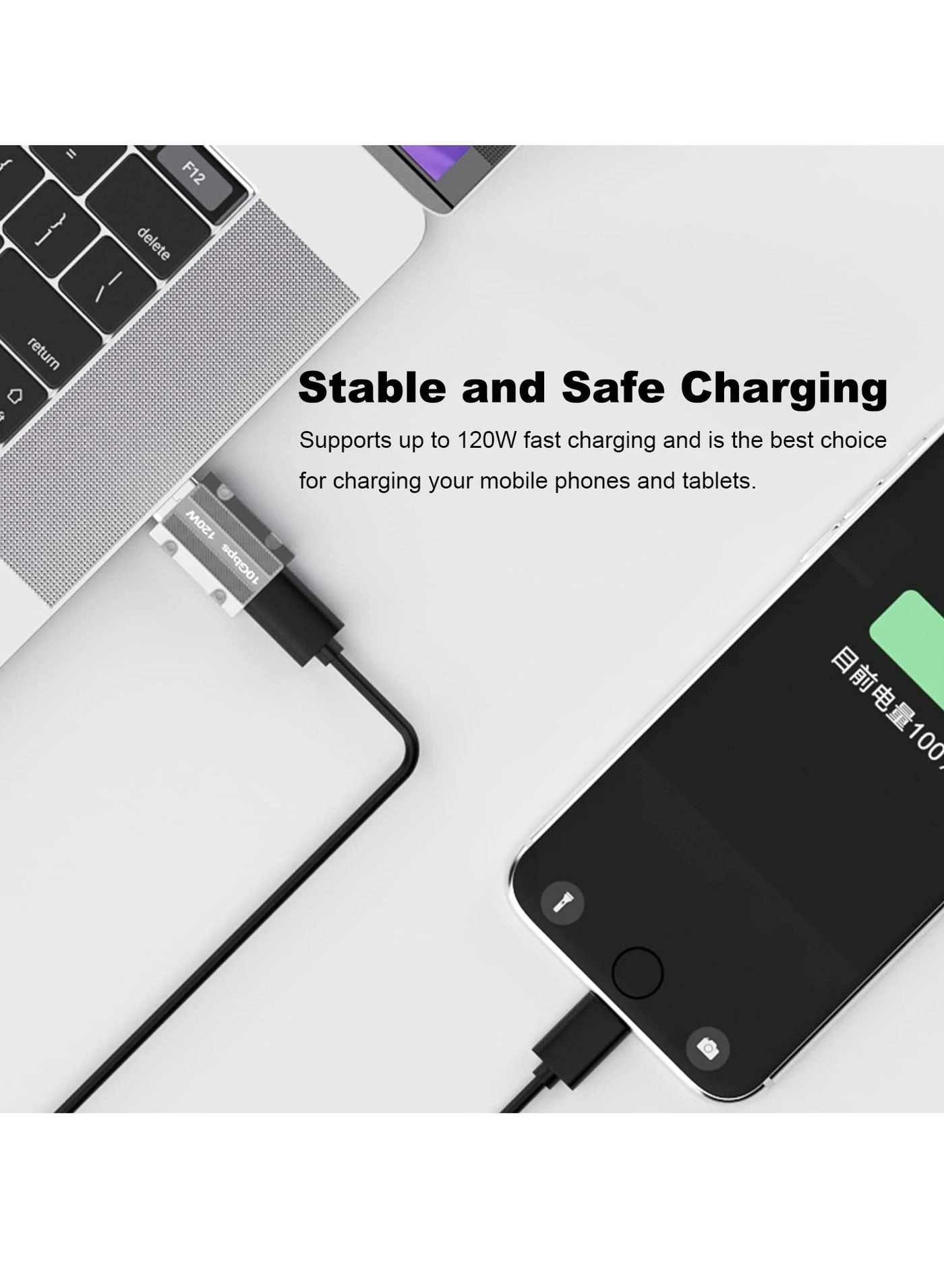 Charge Cable 120W USB-A to USB-C Zinc Alloy (2-Pack)