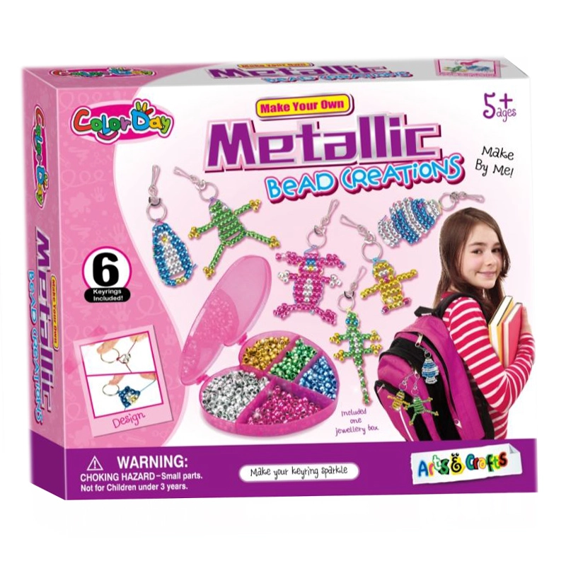 BrainGiggles DIY Metallic Bead Creations - 6 key chains Suitable for 5 years & above