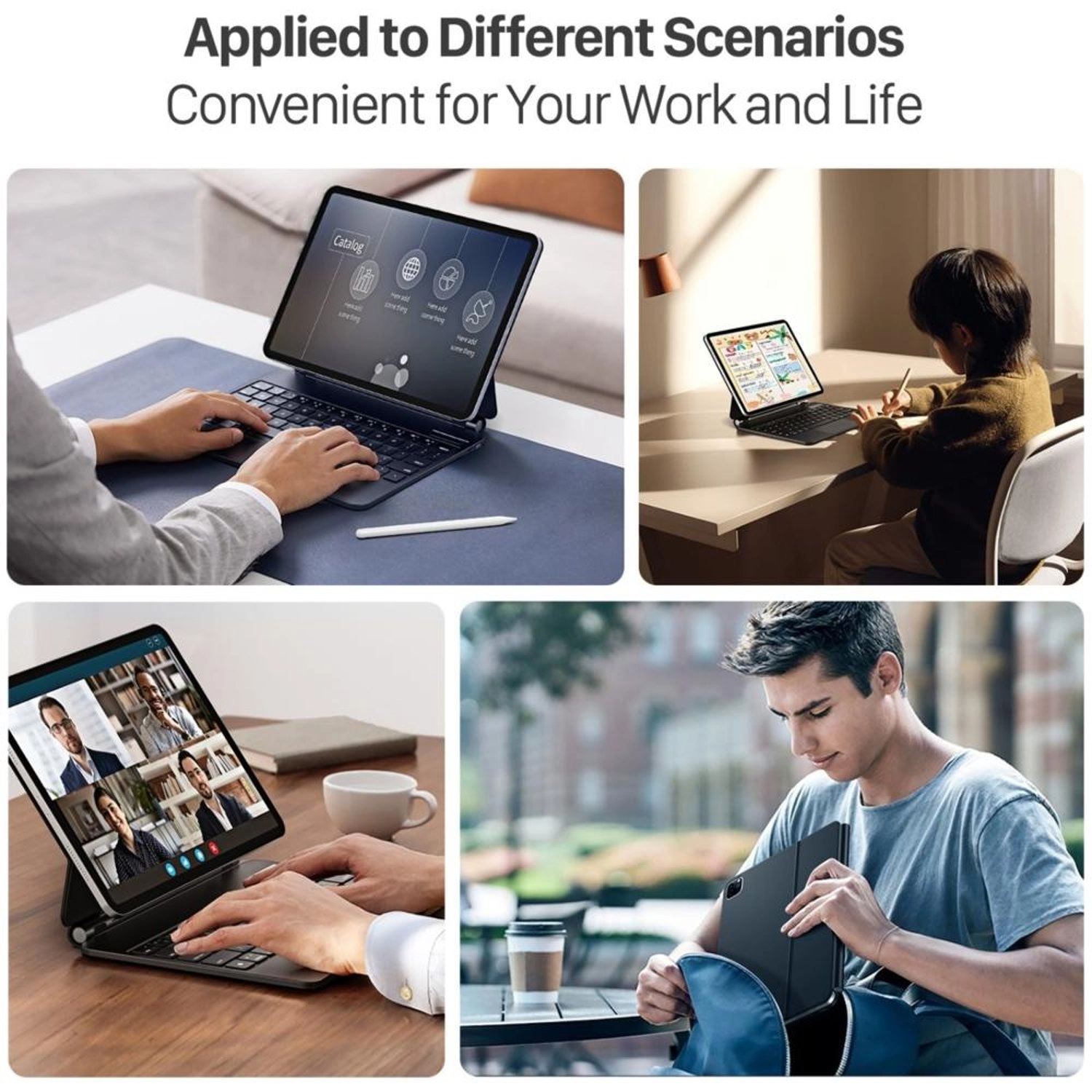 Keyboard Folio Case with Multi-Touch Trackpad and Stylus Slot for iPad Air (6th generation) 11-inch, iPad Pro 11-inch, iPad Air (4th/5th generation) 10.9-inch