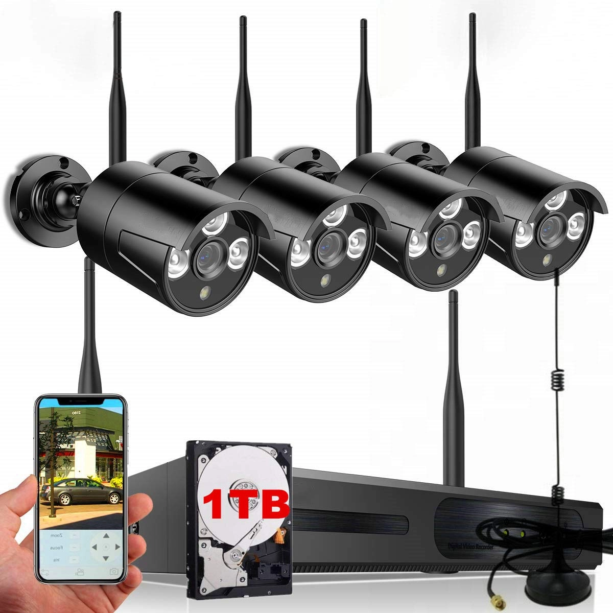 10 Channel Wireless Security PTZ Camera System - 4pcs 10 5MP