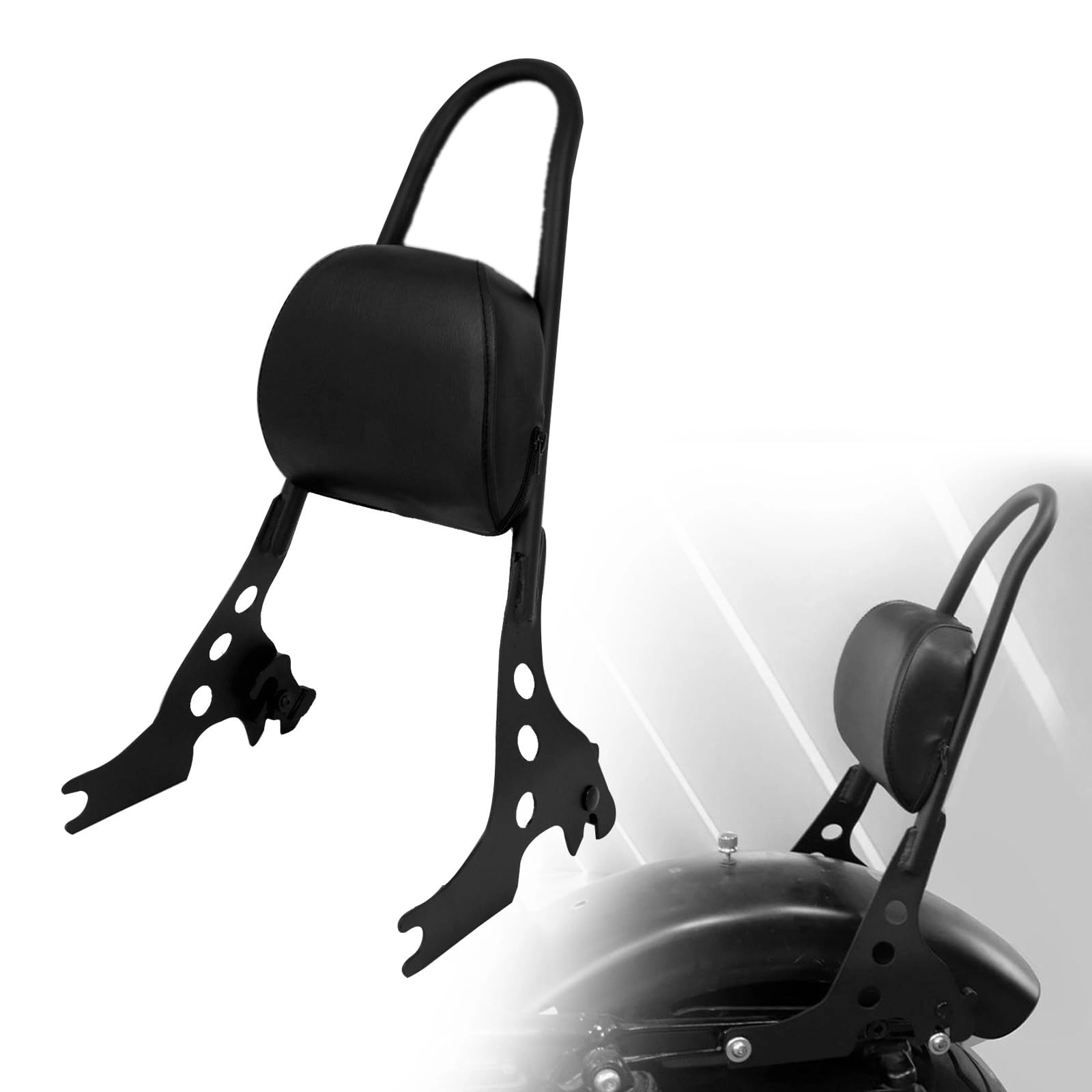 DCXXAN Motorcycle Passenger Backrest - Harley Sportster SuperLow 1200T XL1200T Black