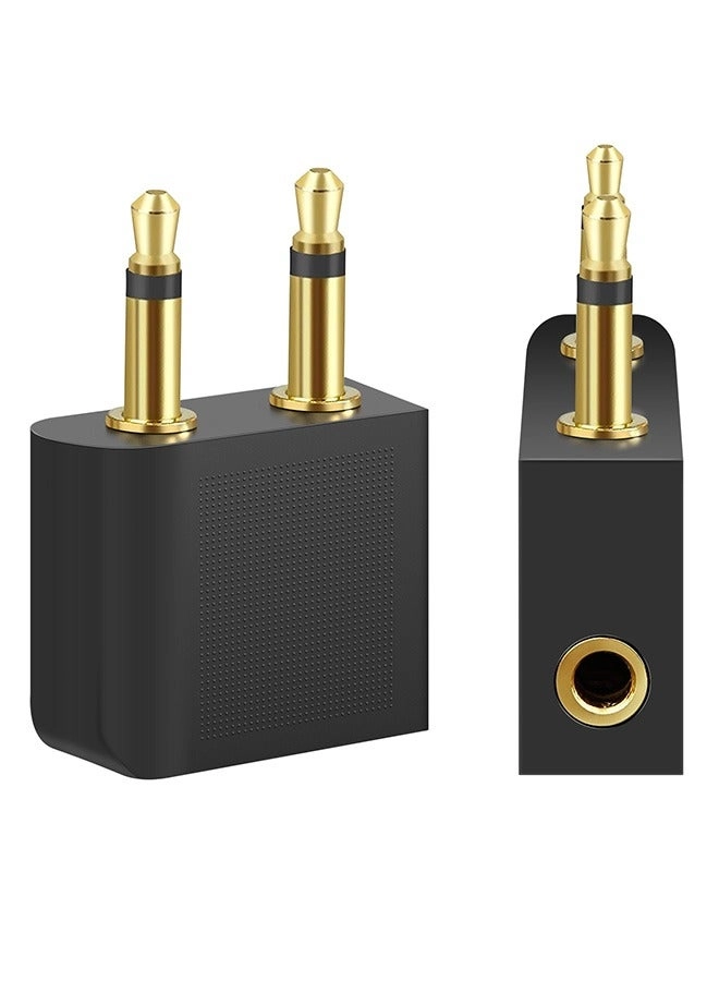 Airline Headphone Audio Jack Adapter - 3.5mm Stereo Dual-prong Pack