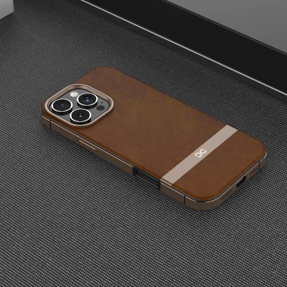 Luxe Elite Leather Case with Metal Edges for iPhone 16 Pro