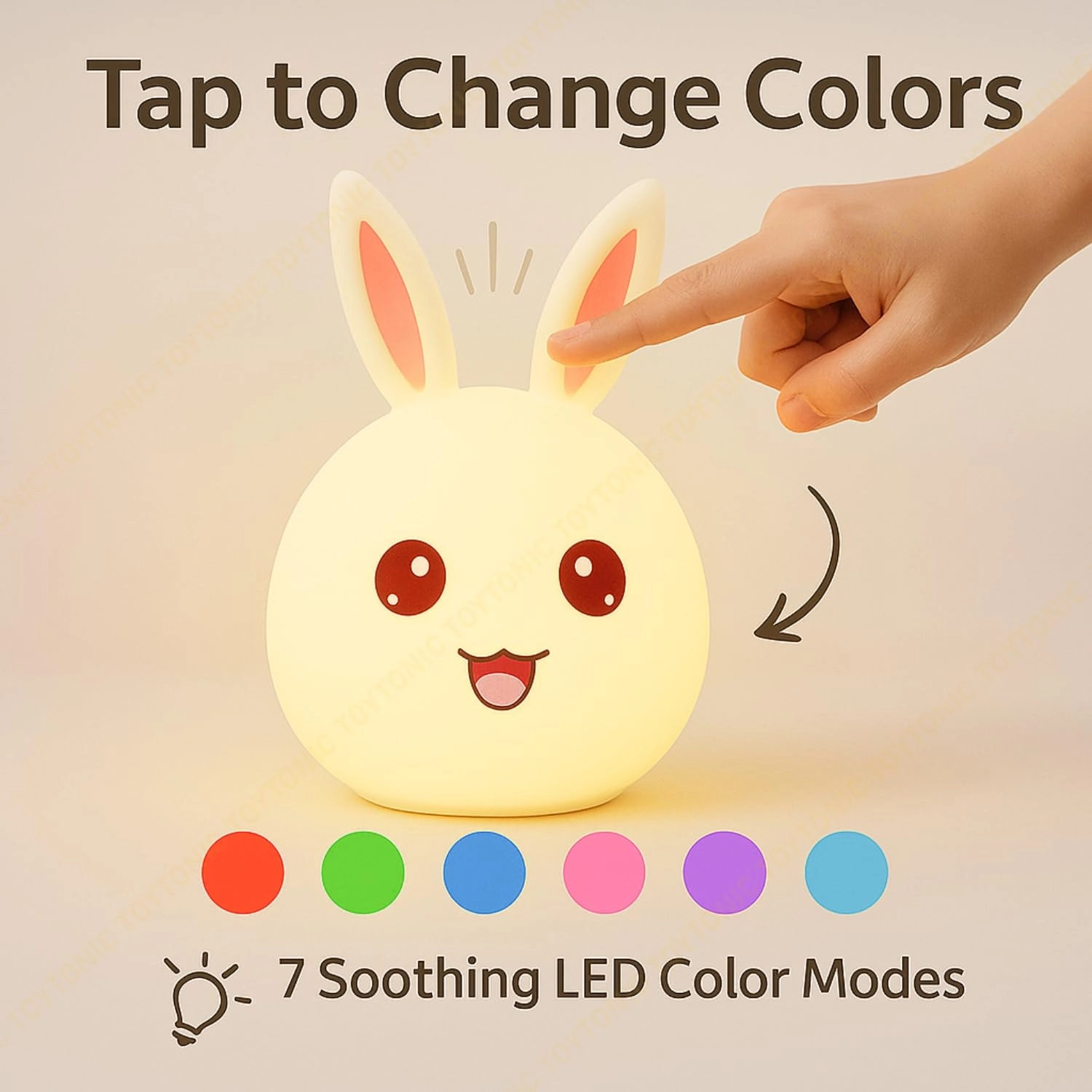 Silicone Rabbit Night Lamp - USB Powered 7-Color Changing