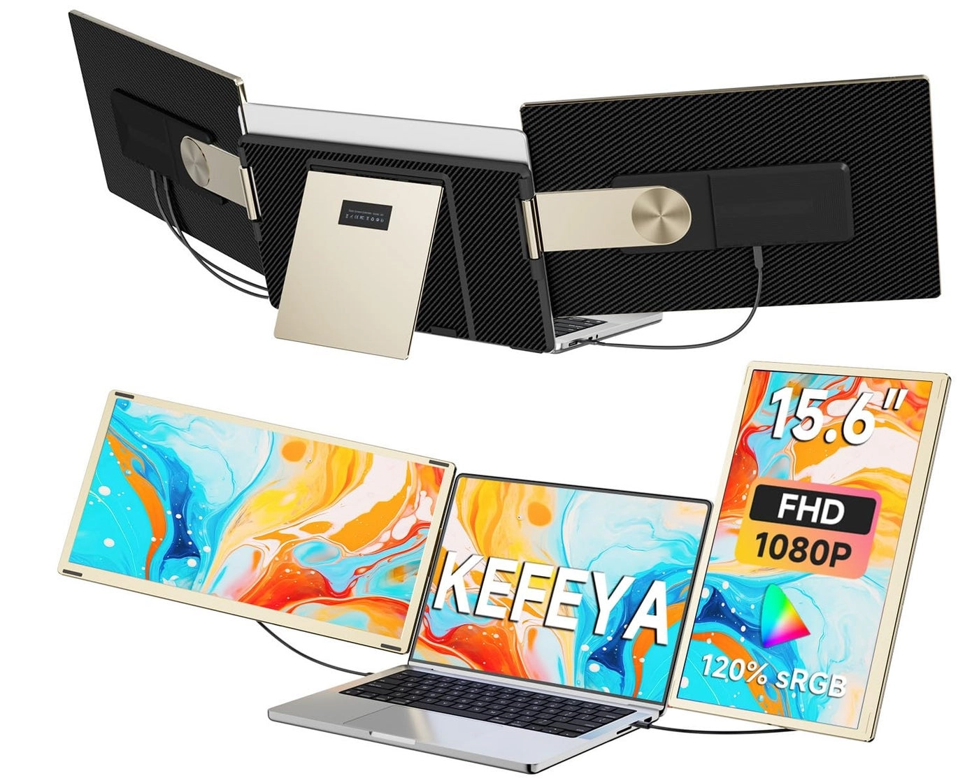 Laptop Screen Extender - 15.6" FHD 1080P Triple Display