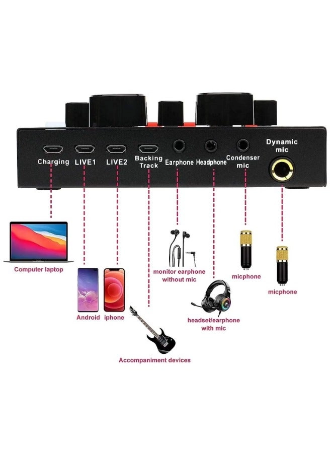 BM-800 + V8 live sound card Wireless Microphone