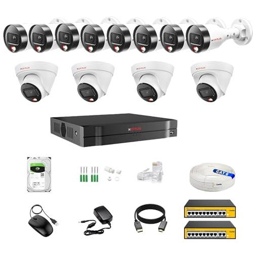 16CH AI NVR + illumax 2MP Dual Light Dome IP Camera + Bullet IP Camera + 4TB Hard Disk + 8+2 POE Switch + CAT6 Cable