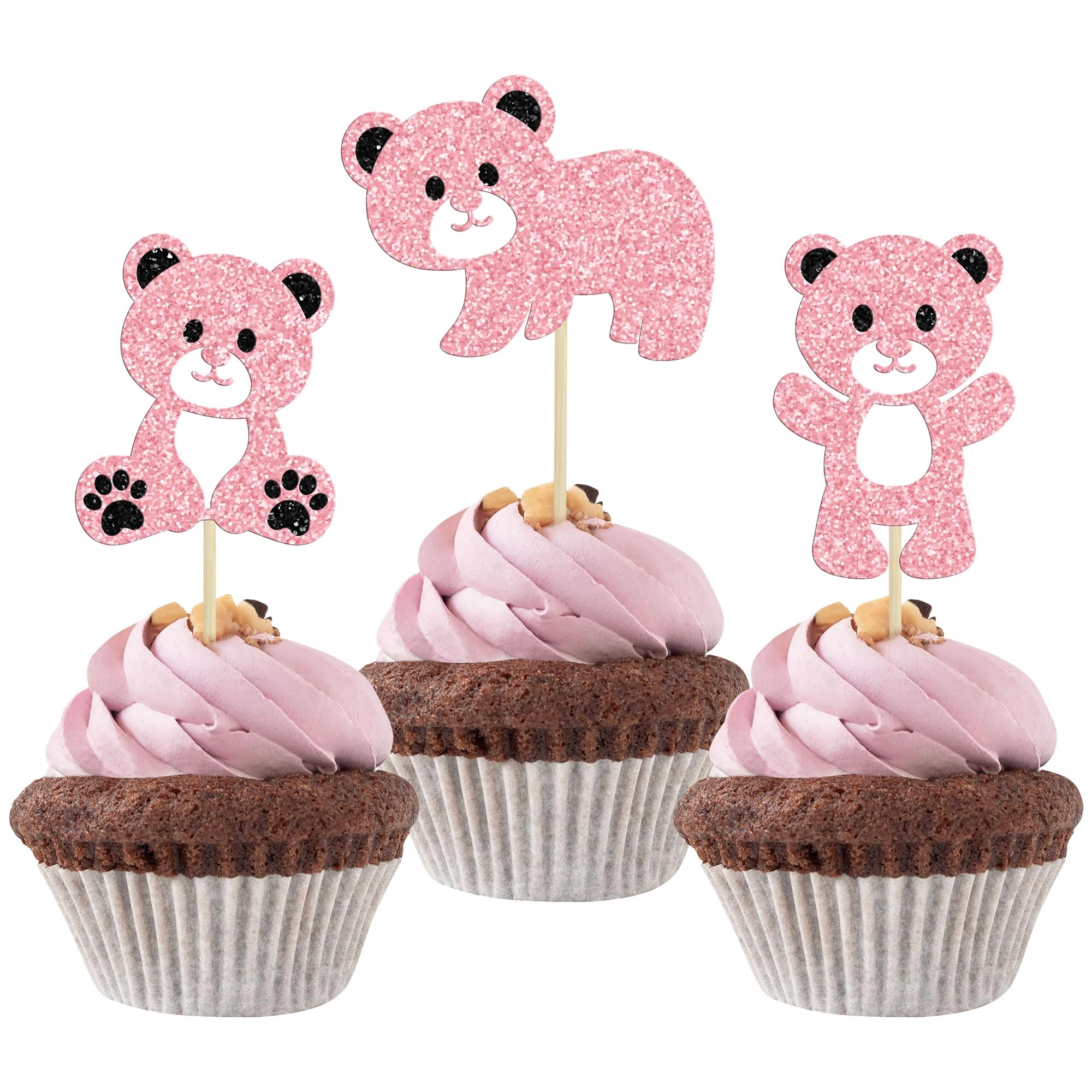 gyufise Bear Cupcake Toppers - 24Pcs Baby Shower Birthday