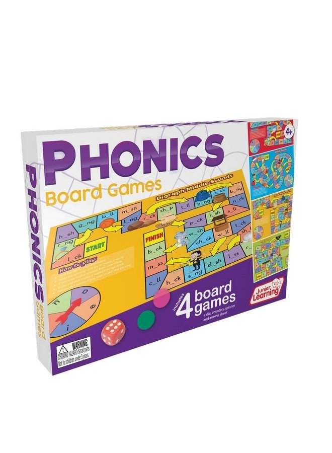 Junior Learning Phonics Board Games - 4 - 8 years 6 pieces