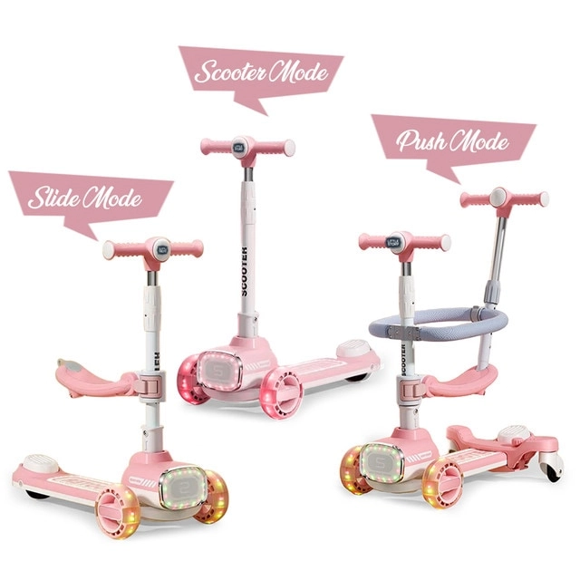 Multifunctional Kids Kick Scooter – 125mm LED Foldable