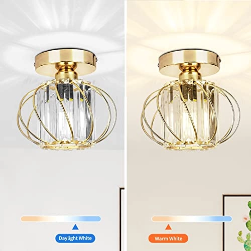Modern Crystal Ceiling Light - 2 Pack Semi Flush Mount