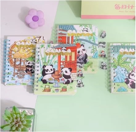 swopperry Mini Transparent 3-Hole Binder Spiral Diary Notebook - 80+ Pages Cute Kawaii
