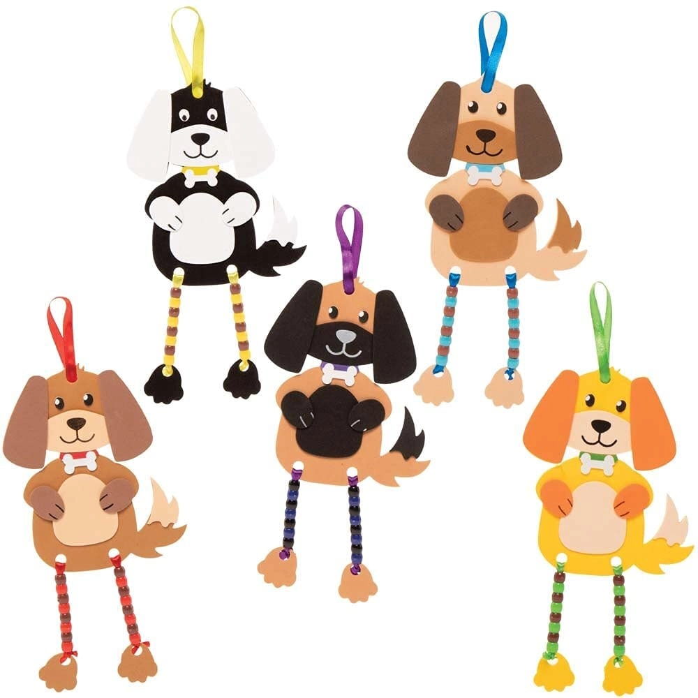 Baker Ross Dog Craft Bead Hanging Decoration Kits - 19cm 5 pieces