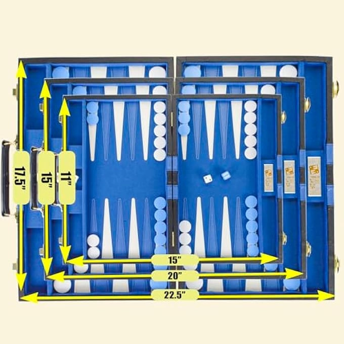 Backgammon Set - Travel Premium Leather Case Bundle