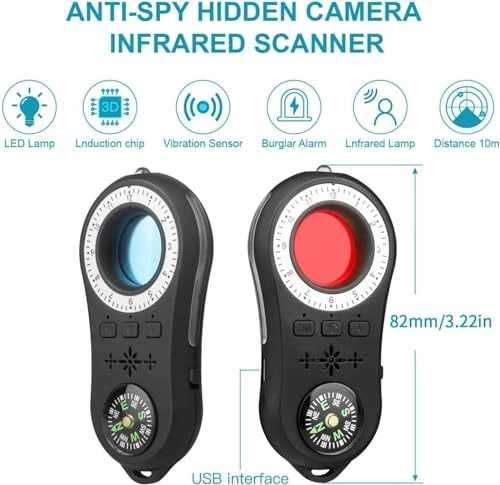 Hidden Camera Detector - RF Signal Scanner 0-15m 9 Levels Sensitivity