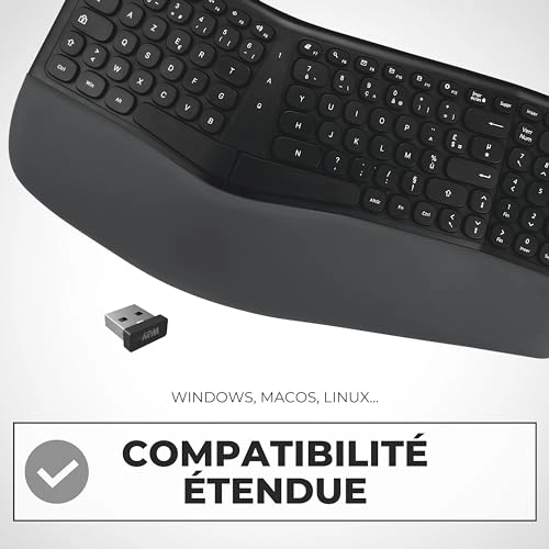 Ergonomic Wireless Keyboard - FR Wired/Wireless