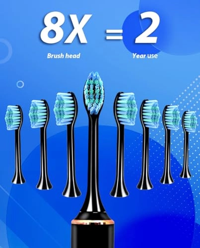 Sonic Electric Toothbrush - 8 Brush Heads 37000 VPM 6 Modes