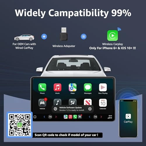 CarPlay Adapter - Wireless Plug & Play for iPhone iOS 10+