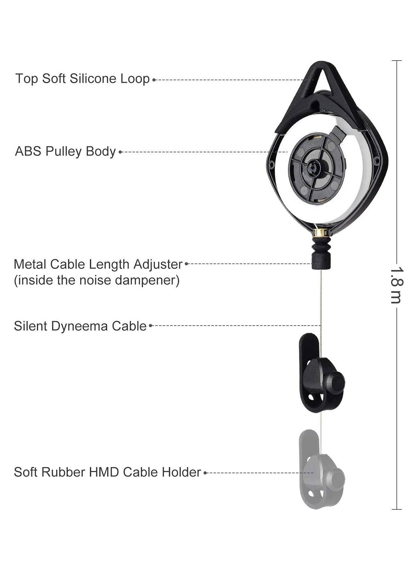 VR Cable Pulley System - 6 Pack Black Compatible with Quest 2